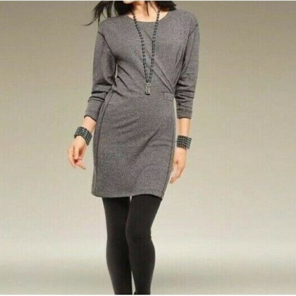 CAbi -L- "Put on Dress" Long Sleeve Ruched Gray Stretch Mini - Picture 1 of 7